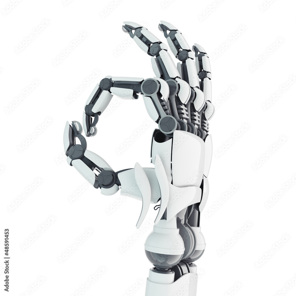 Isolated robotic arm showing Ok on white background Stock Illustration |  Adobe Stock