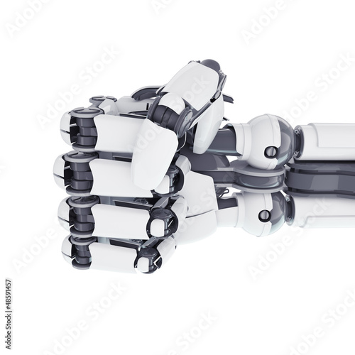 Isolated robotic fist on white background