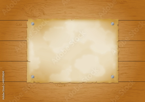 Wood plank background with old paper