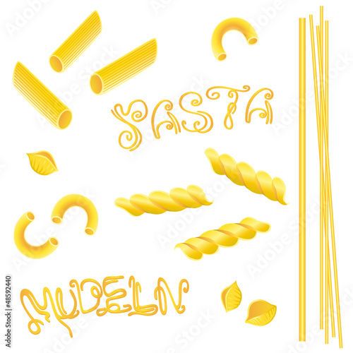 Nudeln, Spaghetti, pasta, vector, Italien, set