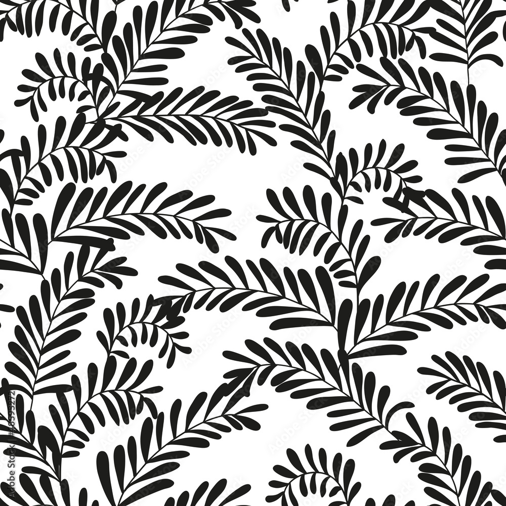 Seamless stylish black and white leaf pattern Seamless stylish black and white leaf pattern