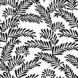 Seamless stylish black and white leaf pattern