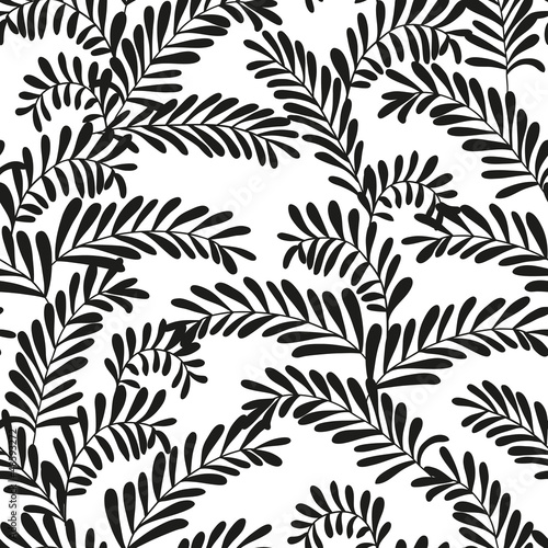 Seamless stylish black and white leaf pattern © magnia