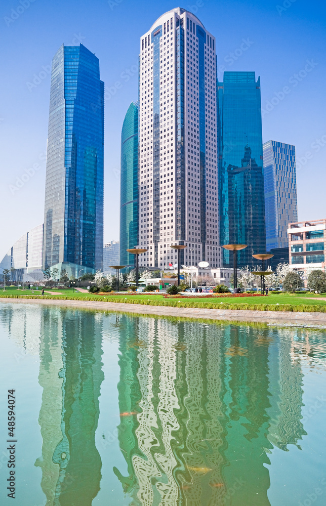 city park with modern building background in shanghai city park with modern building background in shanghai