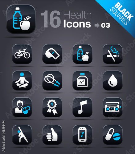 Black Squares - Health and Fitness icons