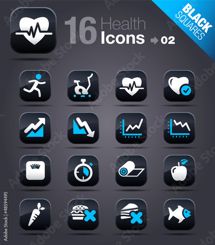 Black Squares - Health and Fitness icons
