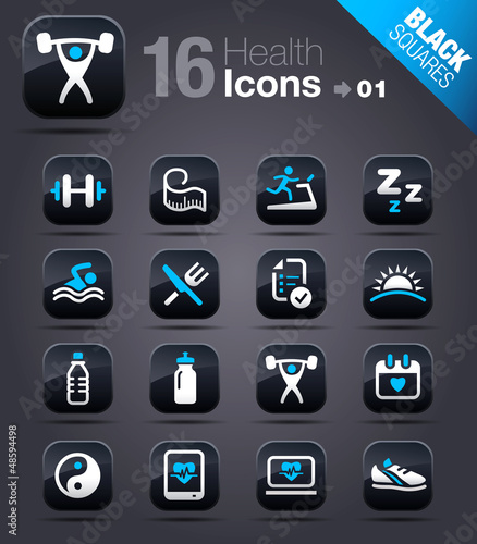 Black Squares - Health and Fitness icons