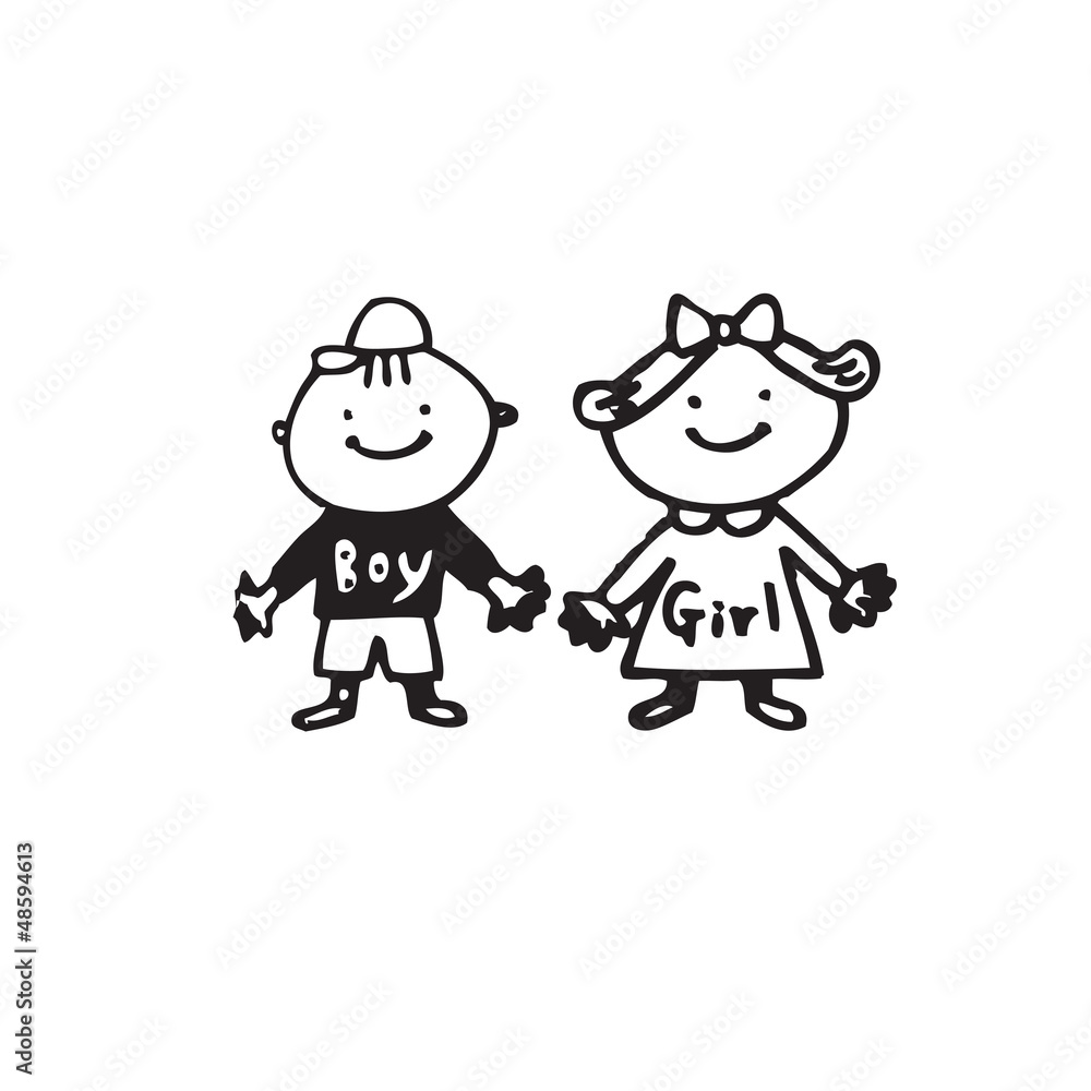 Children couple of frame on white background Children couple of frame on white background