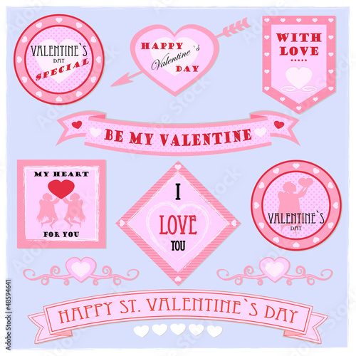 Valentines day banners, signs and stickers