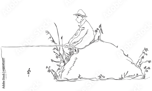 Fisherman with a float rod