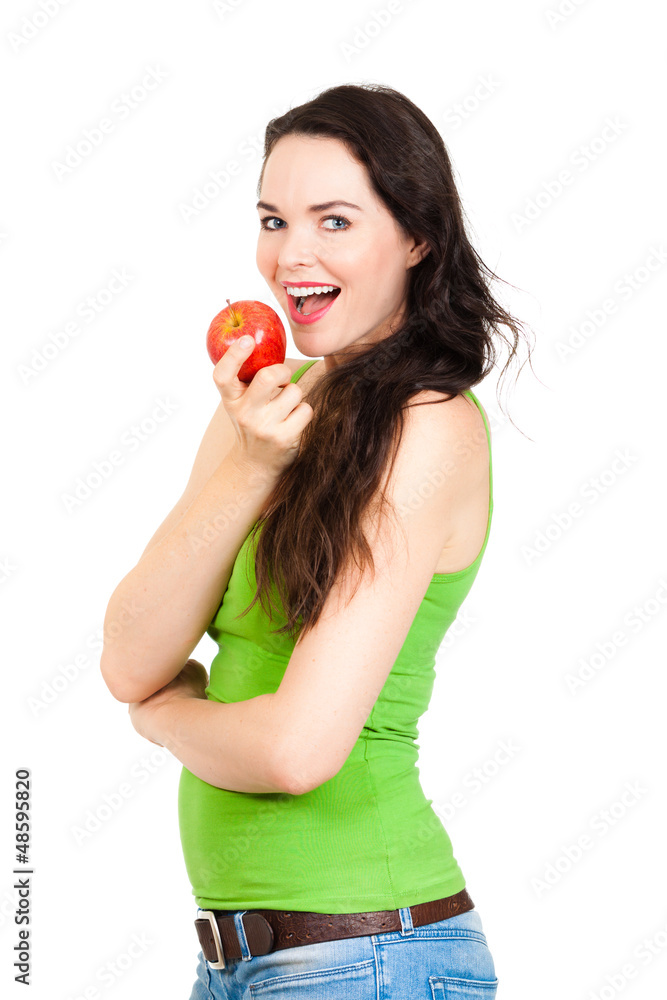Young healthy woman eating apple Young healthy woman eating apple