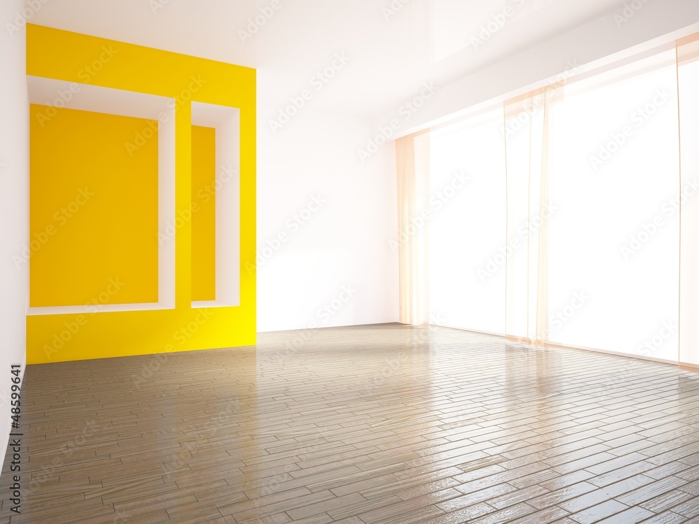 empty interior with orange curtains and wall empty interior with orange curtains and wall