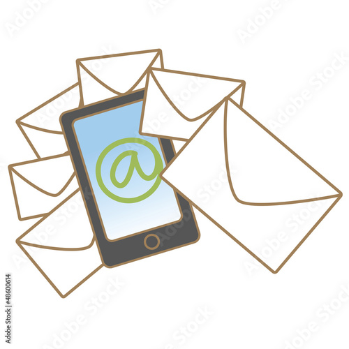 cartoon drawing of mobile mail concept