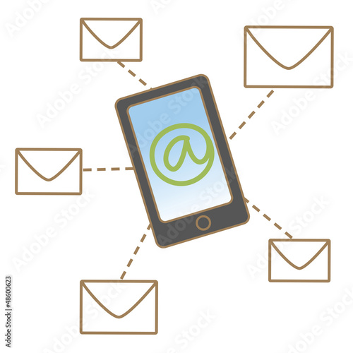 cartoon drawing of mobile mail concept