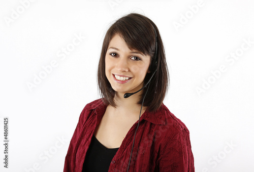 Smiling Brunette Customer Service Rep