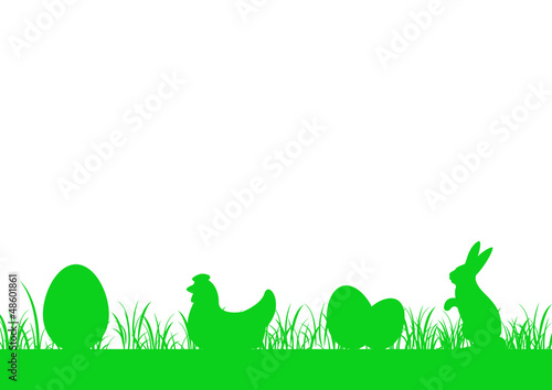 Frise herbe basse - Oeuf, Poule, Lapin - Pâques v2