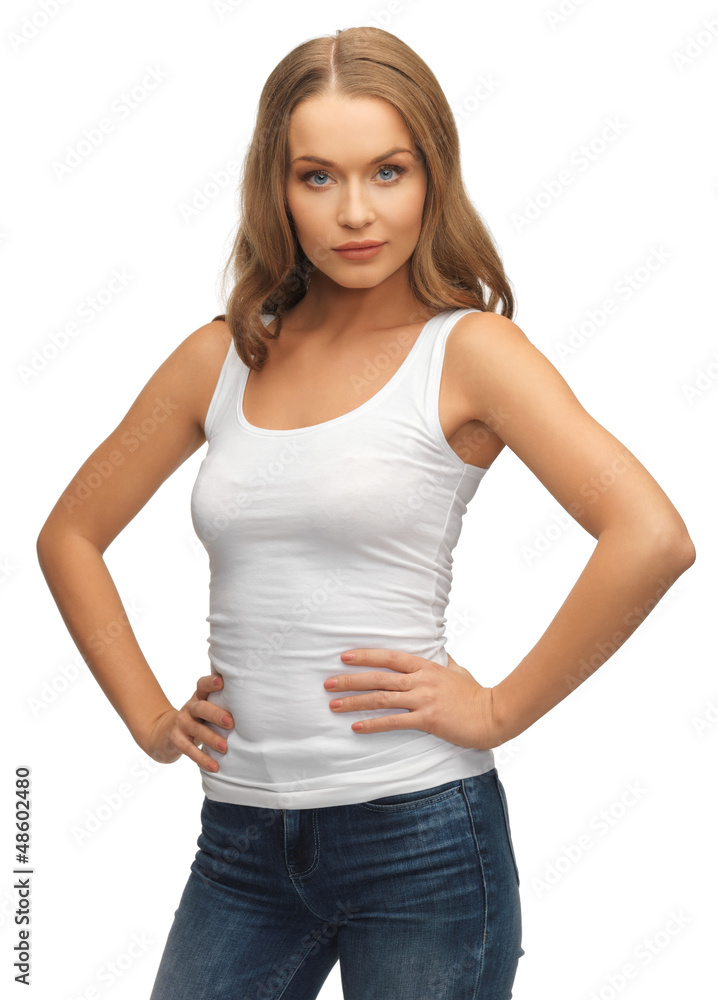 woman in blank white t-shirt woman in blank white t-shirt