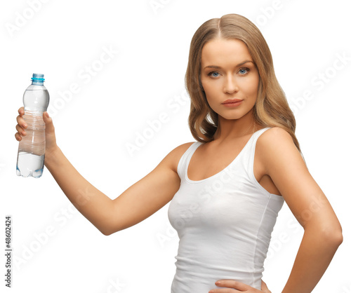 young beautiful woman with bottle of water