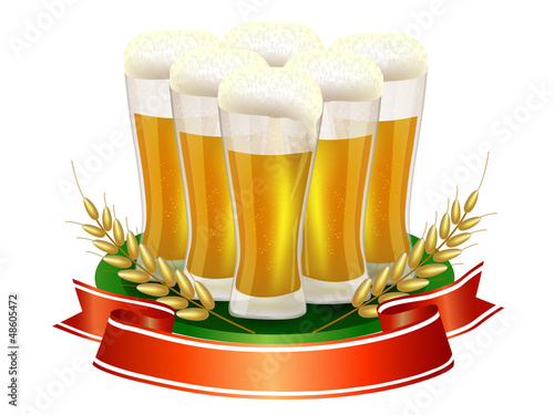 Beer glass with ribbon and barley straw