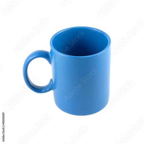 Blue empty tea or coffee cup isolated on white