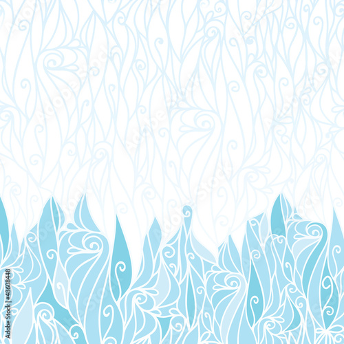Vector abstract frost swirls texture horizontal seamless pattern