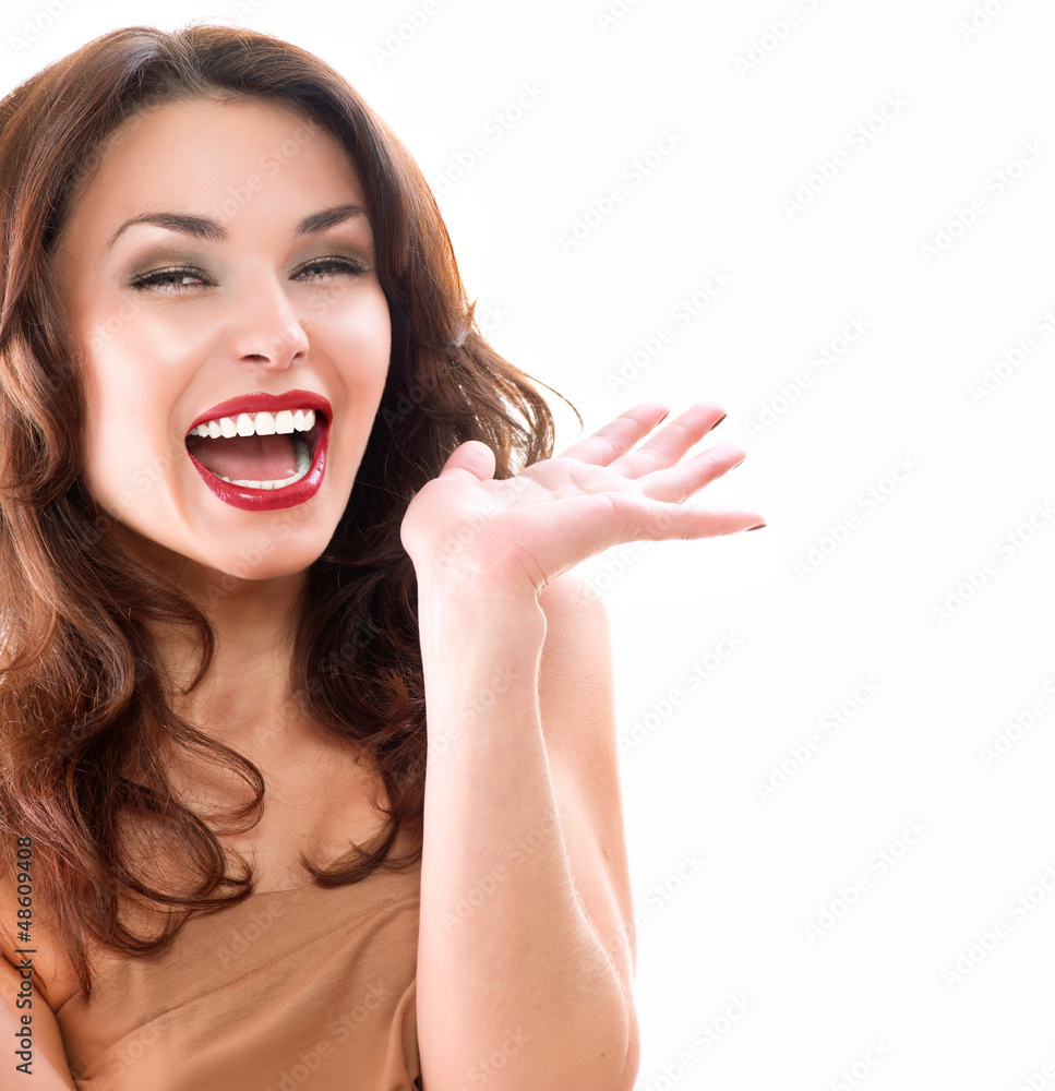 Beauty Surprised Woman isolated on White background