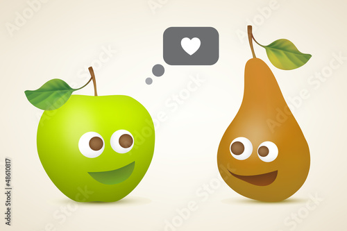Funny apple and pear