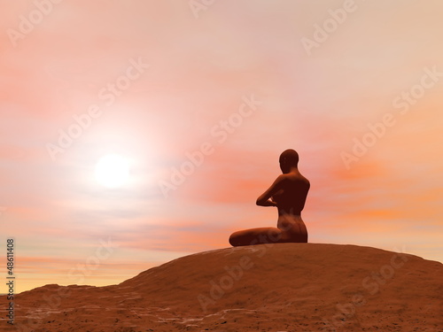 Meditation pose, padmasana - 3D render