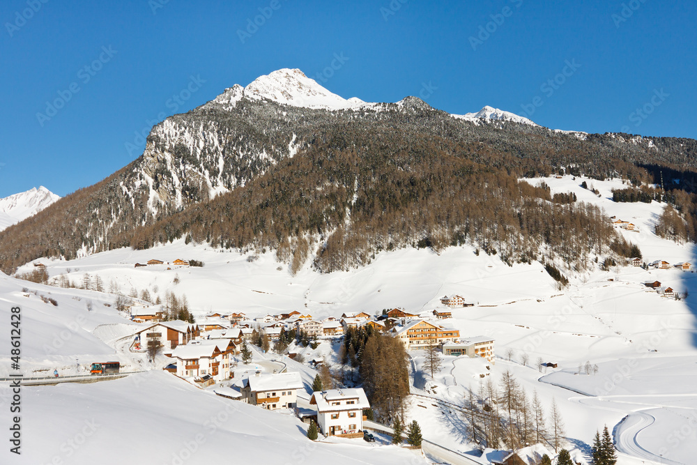 Sunny Winter Day at Idyllic Alpine Village