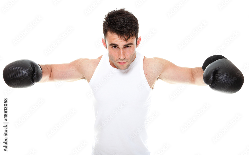 isolated studio picture from a young boxer