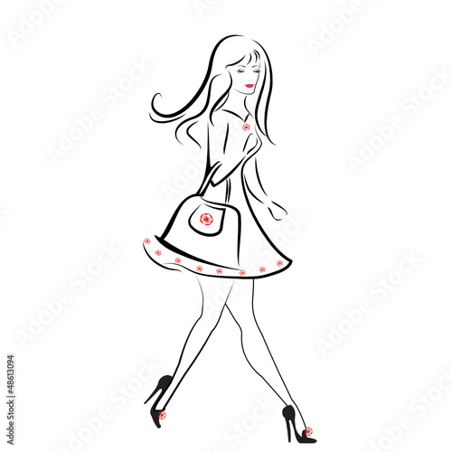 Lady walking to shopping vector