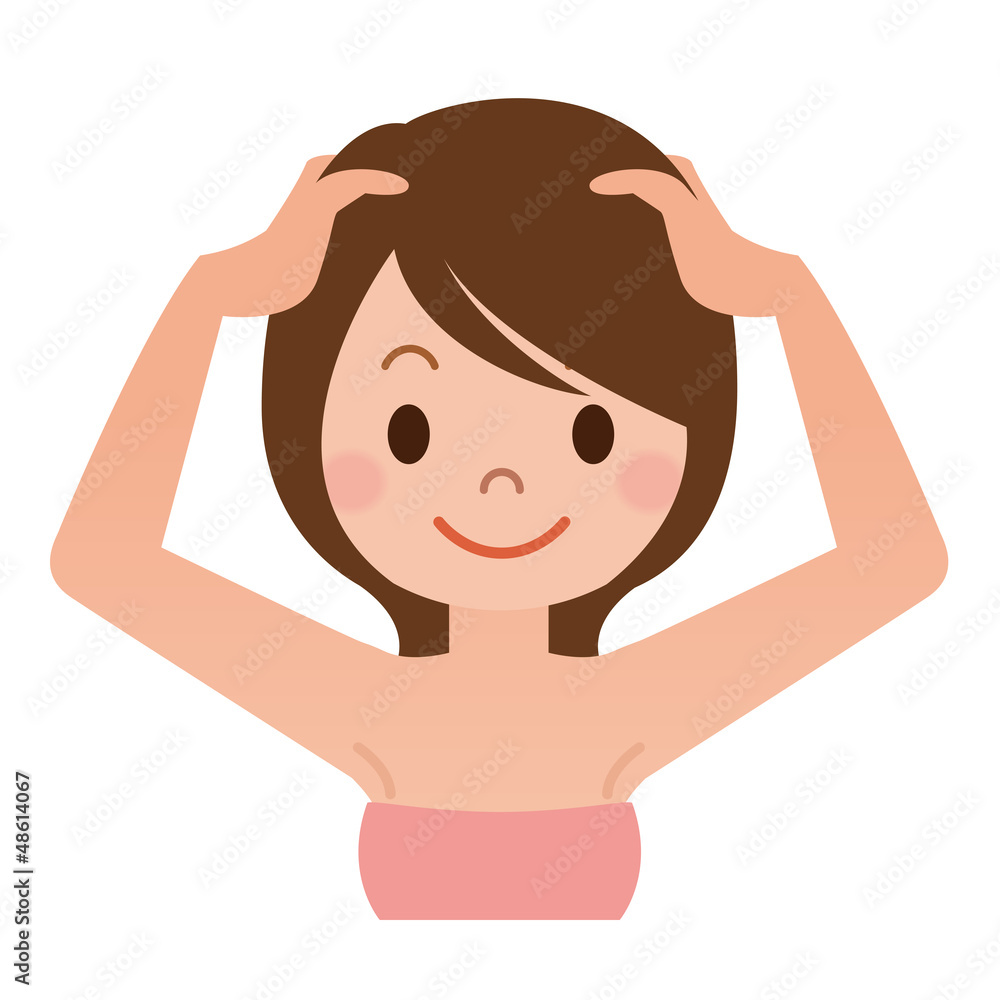 頭皮マッサージをする女性 頭皮マッサージをする女性