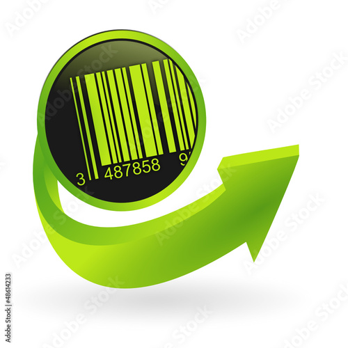 bouton code barre flêche verte