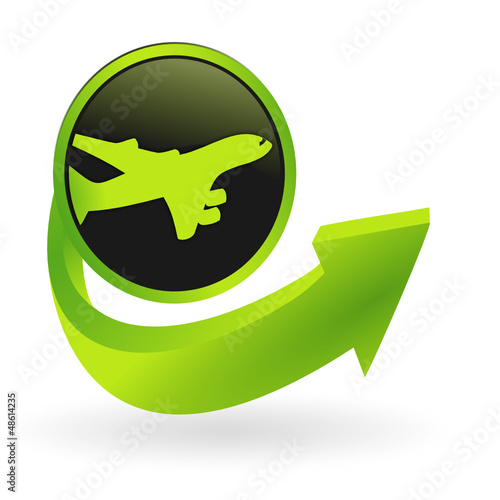 bouton avion flêche verte
