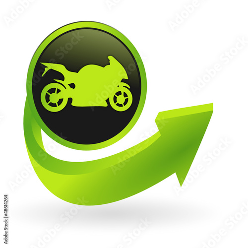 bouton moto sportive flêche verte