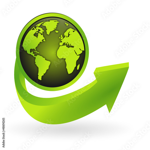 bouton globe terrestre flêche verte