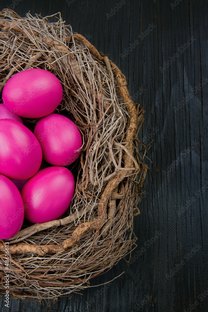 Pink eggs in a nest Pink eggs in a nest