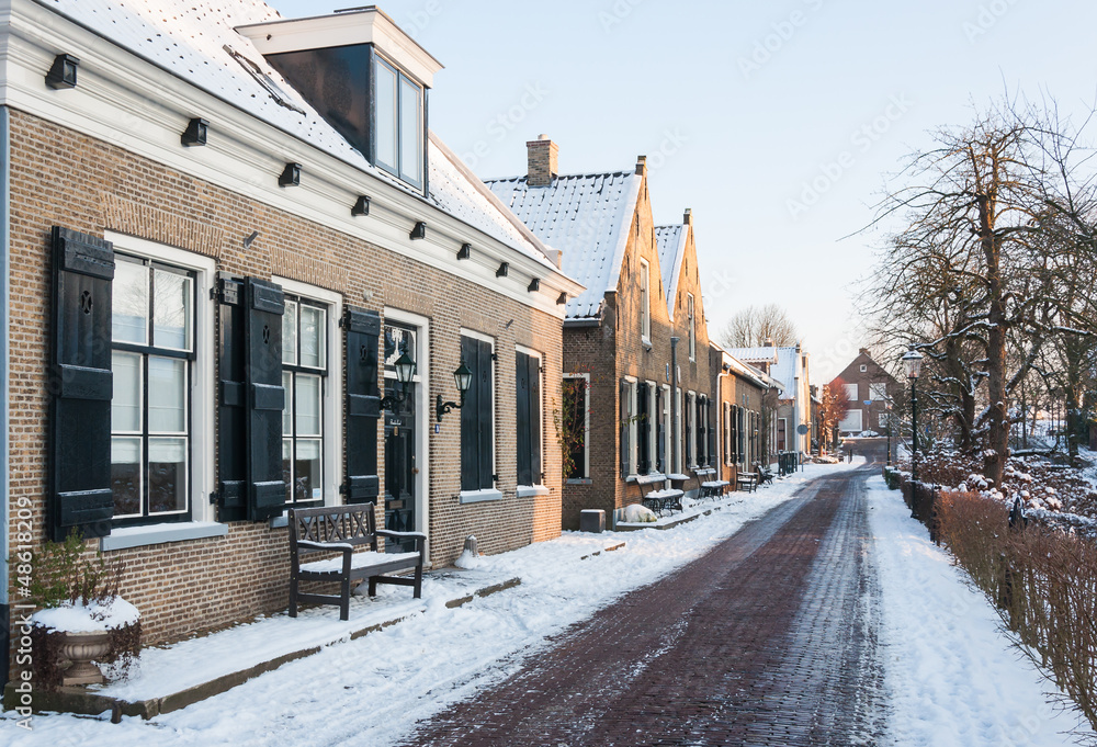 Winter in a historic village in the Netherlands