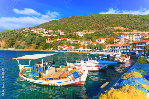 Greece, Traditional fishing boats in Central Greece at Nafpacto photo