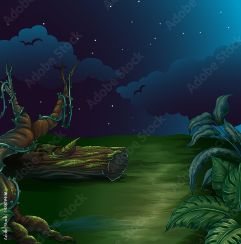 A beautiful landscape in a dark night