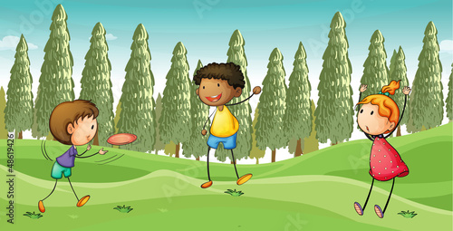 Kids playing flying dish