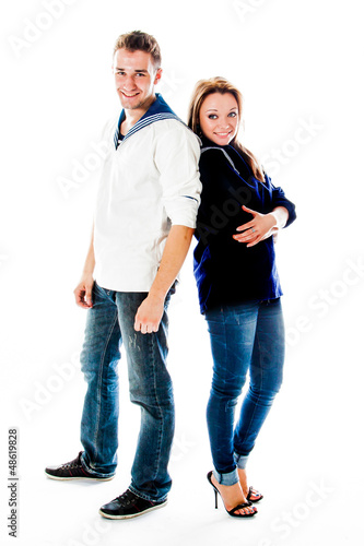 a young sailor with a beautiful young woman