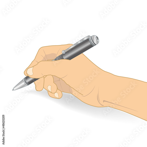 hand holding a pen writing vector