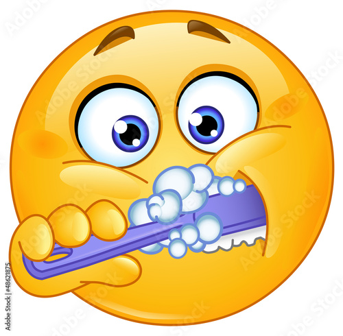 Emoticon brushing teeth