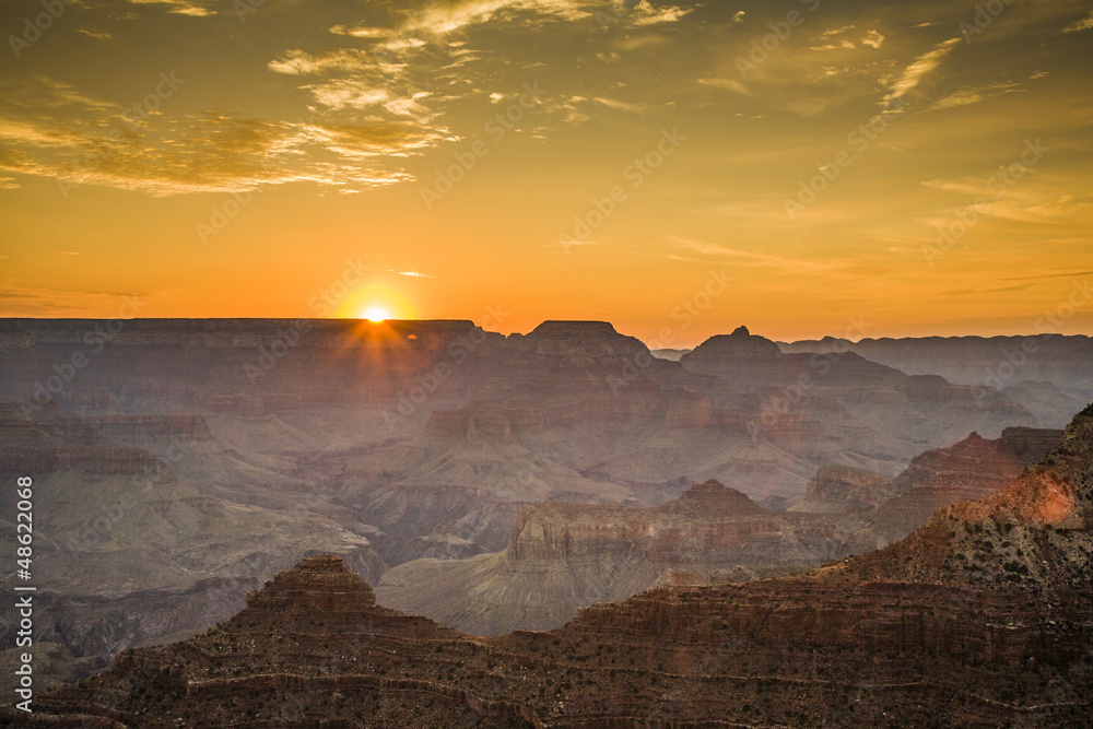 colorful Sunrise seen from Mathers Point at the Grand Canyon
