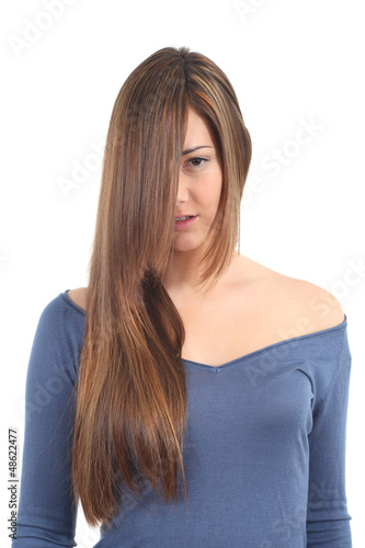 Long and beautiful straight hair of a woman