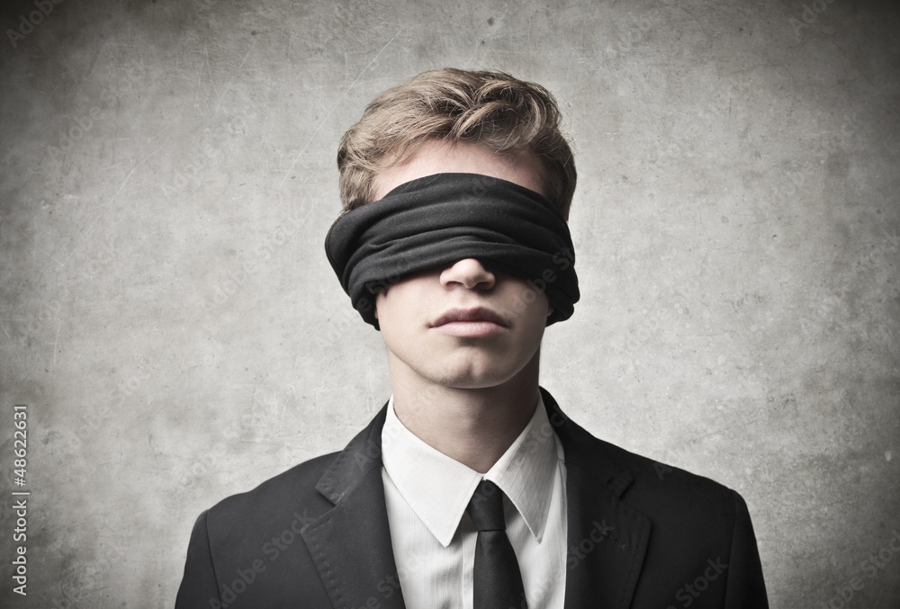 blindfolded man Stock Photo