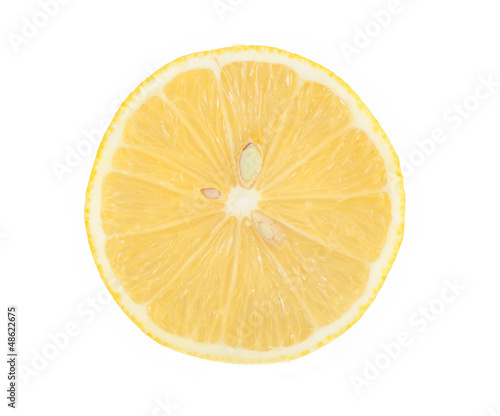 Slice of lemon on white