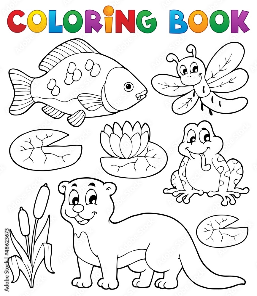 Coloring book river fauna image 1 Coloring book river fauna image 1