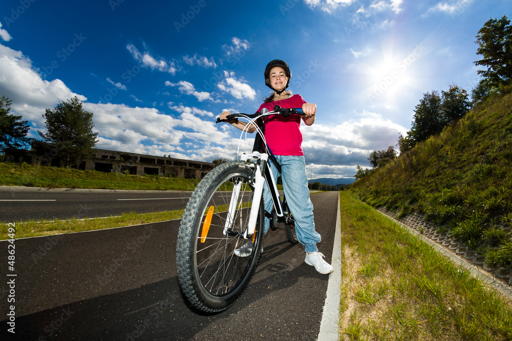 Girl biking